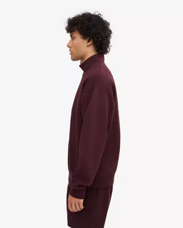 Colorful Standard Organic Quarter Zip Unisex Oxblood Red Dunkelrot 